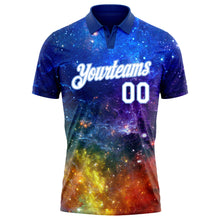 Load image into Gallery viewer, Custom Galactic White-Light Blue 3D Performance Golf Polo Shirt