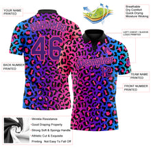 Load image into Gallery viewer, Custom Pink Purple-Black 3D Pattern Design Leopard Print Performance Golf Polo Shirt