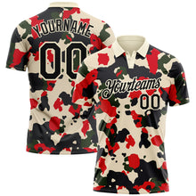 Load image into Gallery viewer, Custom Camo Black-Cream Performance Salute To Service Golf Polo Shirt
