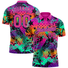 Load image into Gallery viewer, Custom Graffiti Pattern Pink-Purple 3D Performance Golf Polo Shirt