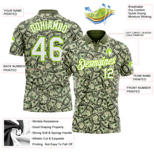 Load image into Gallery viewer, Custom Green White-Neon Green 3D Pattern Design Dollar Performance Golf Polo Shirt