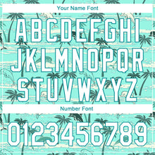 Load image into Gallery viewer, Custom Teal White 3D Pattern Design Hawaii Palm Trees Performance Golf Polo Shirt