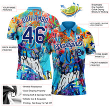 Load image into Gallery viewer, Custom Graffiti Pattern Royal-White 3D Performance Golf Polo Shirt