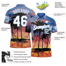 Load image into Gallery viewer, Custom Light Blue White 3D Pattern Design Hawaii Palm Trees Performance Golf Polo Shirt