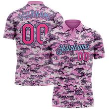 Load image into Gallery viewer, Custom Camo Pink-Light Blue Performance Salute To Service Golf Polo Shirt