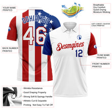 Load image into Gallery viewer, Custom White Red-Royal 3D American Flag Performance Golf Polo Shirt
