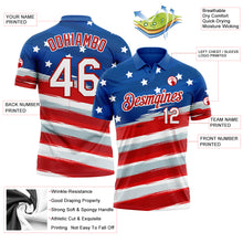 Load image into Gallery viewer, Custom Royal White-Red 3D American Flag Performance Golf Polo Shirt
