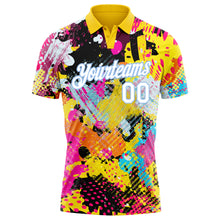 Load image into Gallery viewer, Custom Graffiti Pattern White-Light Blue 3D Bright Psychedelic Performance Golf Polo Shirt