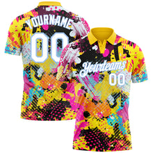 Load image into Gallery viewer, Custom Graffiti Pattern White-Light Blue 3D Bright Psychedelic Performance Golf Polo Shirt