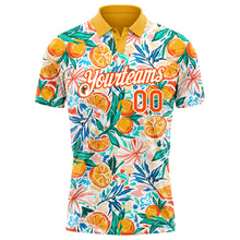Load image into Gallery viewer, Custom Orange White 3D Pattern Design Fruits Performance Golf Polo Shirt
