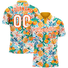 Load image into Gallery viewer, Custom Orange White 3D Pattern Design Fruits Performance Golf Polo Shirt