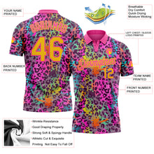 Load image into Gallery viewer, Custom Graffiti Pattern Yellow-Pink 3D Colorful Leopard Print Performance Golf Polo Shirt