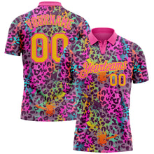 Load image into Gallery viewer, Custom Graffiti Pattern Yellow-Pink 3D Colorful Leopard Print Performance Golf Polo Shirt