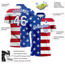 Load image into Gallery viewer, Custom Royal White Red 3D American Flag Performance Golf Polo Shirt