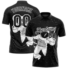 Load image into Gallery viewer, Custom Black White 3D Pattern Design Astronaut Performance Golf Polo Shirt