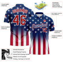 Load image into Gallery viewer, Custom Blue Red-White 3D American Flag Performance Golf Polo Shirt