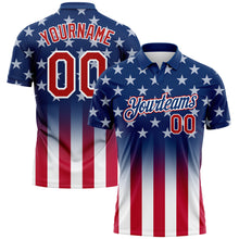 Load image into Gallery viewer, Custom Blue Red-White 3D American Flag Performance Golf Polo Shirt