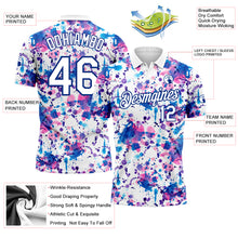 Load image into Gallery viewer, Custom Graffiti Pattern White-Royal 3D Abstract Watercolor Performance Golf Polo Shirt