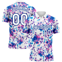 Load image into Gallery viewer, Custom Graffiti Pattern White-Royal 3D Abstract Watercolor Performance Golf Polo Shirt