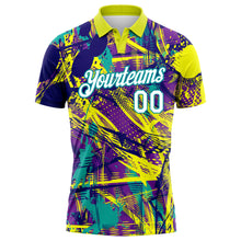 Load image into Gallery viewer, Custom Graffiti Pattern White-Teal 3D Abstract Urban Performance Golf Polo Shirt