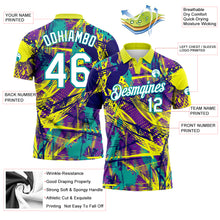 Load image into Gallery viewer, Custom Graffiti Pattern White-Teal 3D Abstract Urban Performance Golf Polo Shirt