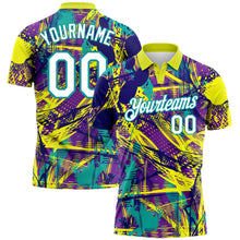 Load image into Gallery viewer, Custom Graffiti Pattern White-Teal 3D Abstract Urban Performance Golf Polo Shirt