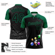 Load image into Gallery viewer, Custom Black Kelly Green 3D Pattern Design Billiards Performance Polo Shirt