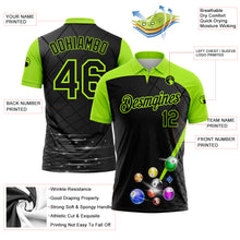 Load image into Gallery viewer, Custom Black Aurora Green 3D Pattern Design Billiards Performance Polo Shirt
