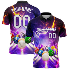 Load image into Gallery viewer, Custom Purple White-Black 3D Pattern Design Billiards Performance Polo Shirt