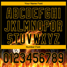 Load image into Gallery viewer, Custom Black Yellow 3D Pattern Design Flame Billiards 8 Ball Performance Polo Shirt