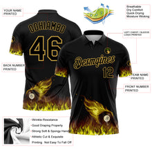 Load image into Gallery viewer, Custom Black Old Gold 3D Pattern Design Flame Billiards 8 Ball Performance Polo Shirt