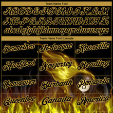 Load image into Gallery viewer, Custom Black Old Gold 3D Pattern Design Flame Billiards 8 Ball Performance Polo Shirt