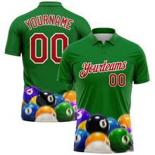 Load image into Gallery viewer, Custom Kelly Green Red-White 3D Pattern Design Billiards 8 Ball Performance Polo Shirt