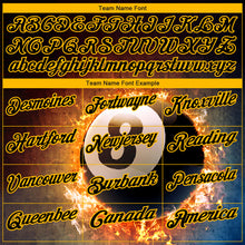 Load image into Gallery viewer, Custom Black Gold 3D Pattern Design Flame Billiards 8 Ball Performance Polo Shirt