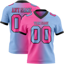 Load image into Gallery viewer, Custom Light Blue Pink-Black Mesh Authentic Gradient Fashion Football Jersey