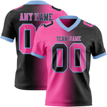 Load image into Gallery viewer, Custom Black Pink-Light Blue Mesh Authentic Gradient Fashion Football Jersey