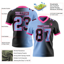 Load image into Gallery viewer, Custom Black Light Blue-Pink Mesh Authentic Gradient Fashion Football Jersey