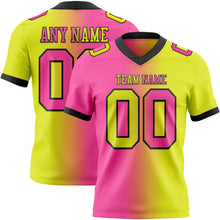 Load image into Gallery viewer, Custom Neon Yellow Pink-Black Mesh Authentic Gradient Fashion Football Jersey