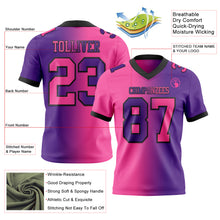 Load image into Gallery viewer, Custom Purple Pink-Black Mesh Authentic Gradient Fashion Football Jersey