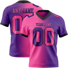 Load image into Gallery viewer, Custom Purple Pink-Black Mesh Authentic Gradient Fashion Football Jersey
