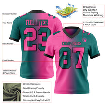 Load image into Gallery viewer, Custom Teal Pink-Black Mesh Authentic Gradient Fashion Football Jersey