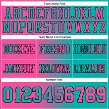 Load image into Gallery viewer, Custom Aqua Pink-Black Mesh Authentic Gradient Fashion Football Jersey