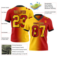 Load image into Gallery viewer, Custom Red Yellow-Black Mesh Authentic Gradient Fashion Football Jersey