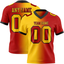 Load image into Gallery viewer, Custom Red Yellow-Black Mesh Authentic Gradient Fashion Football Jersey