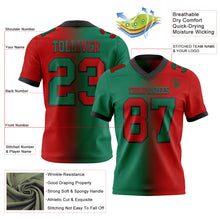 Load image into Gallery viewer, Custom Red Kelly Green-Black Mesh Authentic Gradient Fashion Football Jersey
