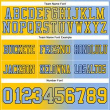 Load image into Gallery viewer, Custom Light Blue Yellow-Navy Mesh Authentic Gradient Fashion Football Jersey