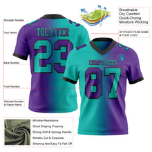 Load image into Gallery viewer, Custom Purple Aqua-Black Mesh Authentic Gradient Fashion Football Jersey