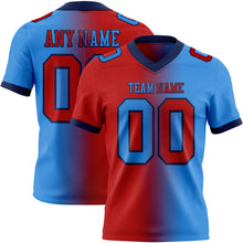 Load image into Gallery viewer, Custom Powder Blue Red-Navy Mesh Authentic Gradient Fashion Football Jersey