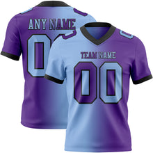 Load image into Gallery viewer, Custom Purple Light Blue-Black Mesh Authentic Gradient Fashion Football Jersey