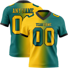 Load image into Gallery viewer, Custom Teal Yellow-Black Mesh Authentic Gradient Fashion Football Jersey